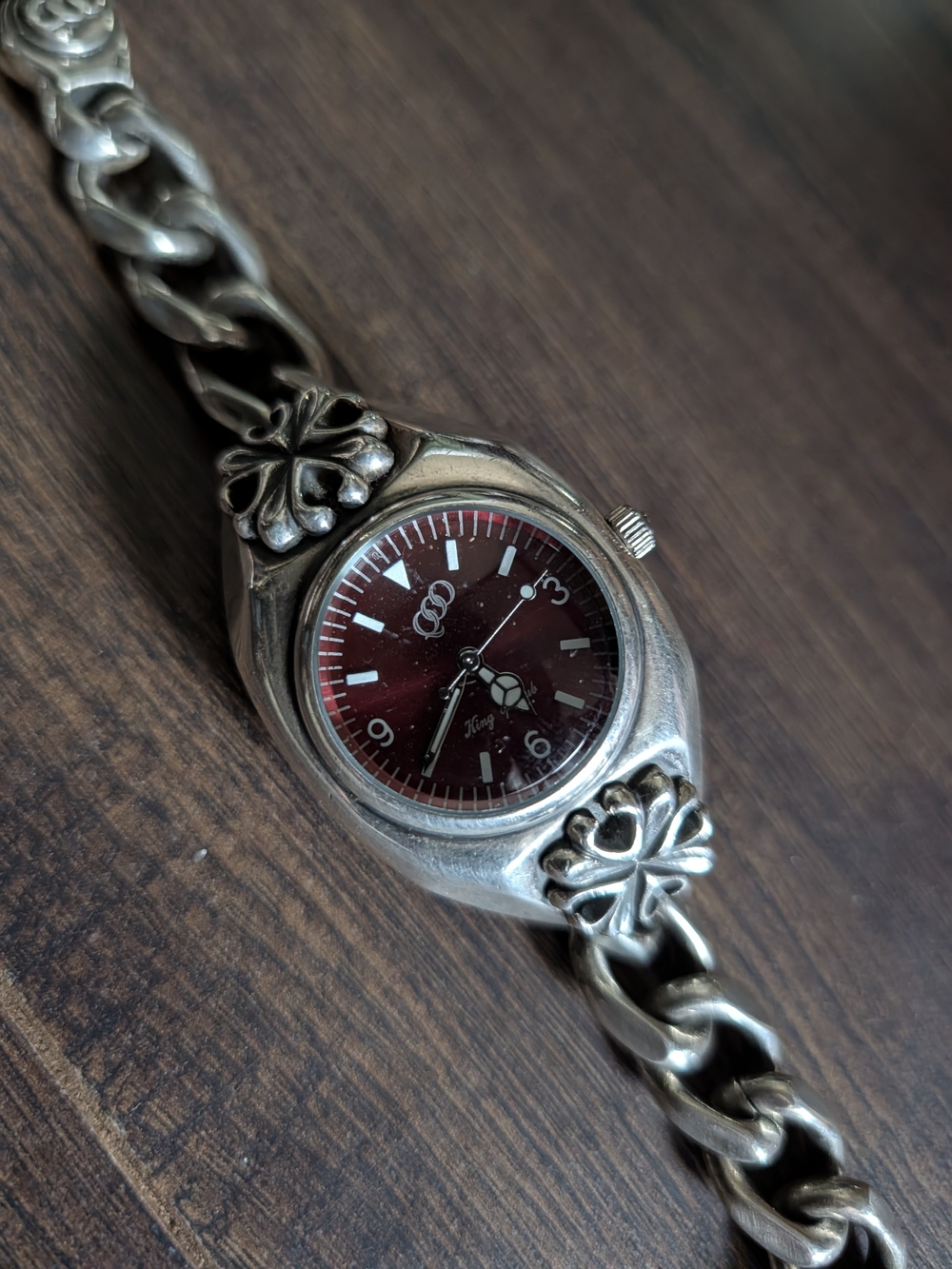 Japanese King Of Club Gothic Cross Fleur De Los Heavy Metal Wrist Watch Japan